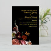 Blumenhochzeit Mitternacht Folieneinladung (Stehend vorne)