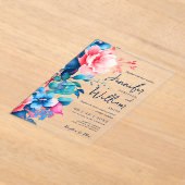 Blumenhochzeit Moderne Script Typografie Blau Pink Acryleinladungen (Ablage )