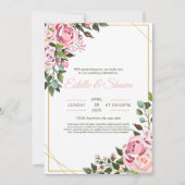 Blumenhochzeit, romantisch-rosa Hochzeit Einladung (Vorderseite)