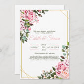 Blumenhochzeit, romantisch-rosa Hochzeit Einladung (Vorne/Hinten)