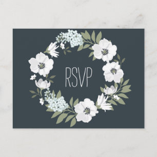Blumenhochzeit RSVP Postkarte mit weißem Krug