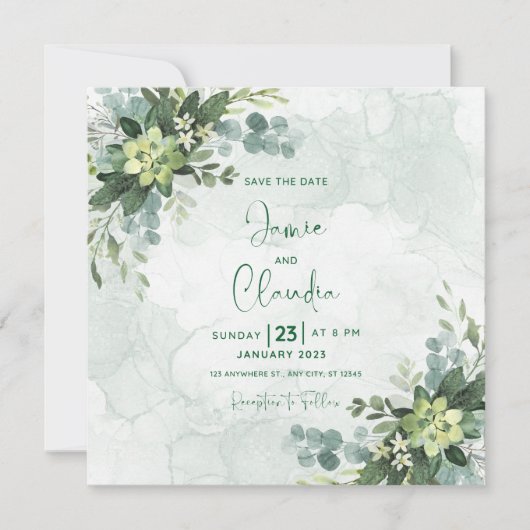 Blumenhochzeit Save the Date Einladung (Vorderseite)