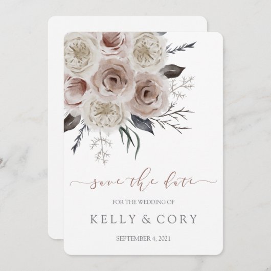 Blumenhochzeit speichert die Datumskarten Save The Date (Vorne/Hinten)