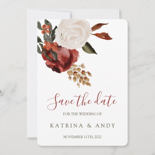 Blumenhochzeit speichert die Datumskarten Save The Date (Vorderseite)