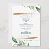 Blumenhochzeit Tiefsee Dunkelgrüne Wasserfarbe Einladung (Rückseite)