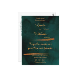 Blumenhochzeit Tiefsee Dunkelgrüne Wasserfarbe Postkarte