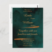 Blumenhochzeit Tiefsee Dunkelgrüne Wasserfarbe Postkarte (Vorne/Hinten)