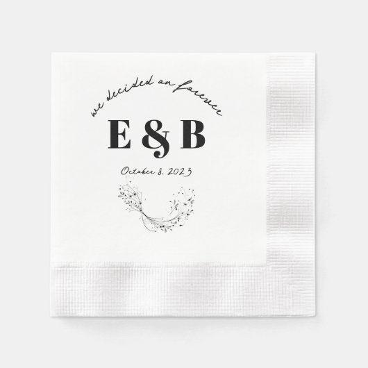 Blumenhochzeiten und Datum Serviette (Vorderseite)