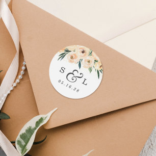 Blumenhochzeiten und Paare Runder Aufkleber