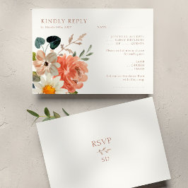 Blumenhochzeitkarte RSVP Elfenbeinreaktion