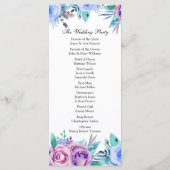 Blumenhochzeitprogramm blau. Boho-Zeremonie Programm (Rückseite)