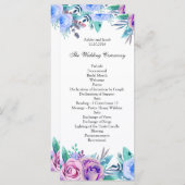 Blumenhochzeitprogramm blau. Boho-Zeremonie Programm (Vorne/Hinten)