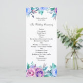 Blumenhochzeitprogramm blau. Boho-Zeremonie Programm (Stehend Vorderseite)