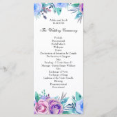 Blumenhochzeitprogramm blau. Boho-Zeremonie Programm (Vorderseite)