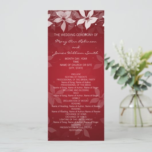 Blumenhochzeitprogramm Exotic Blooms Red Programm (Stehend Vorderseite)