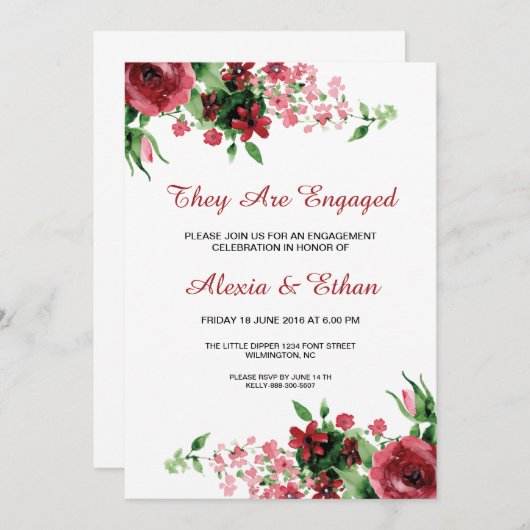 Blumenhochzeits-Verlobungs-Party Einladung (Vorne/Hinten)