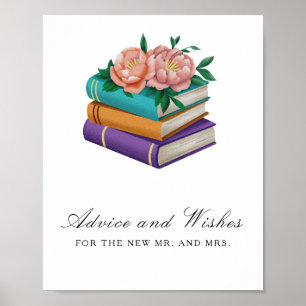 Blumenhochzeitsdusche Bücher Ratschläge und Wünsch Poster