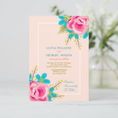 Blumenhochzeitseinladung mit Blumen Einladung (Stehend Vorderseite)