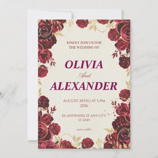 Blumenhochzeitskarten Dark Luxury Einladung (Vorderseite)