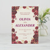 Blumenhochzeitskarten Dark Luxury Einladung (Stehend Vorderseite)