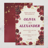 Blumenhochzeitskarten Dark Luxury Einladung (Vorne/Hinten)