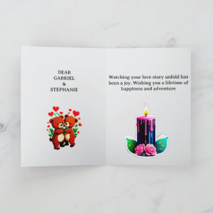 Blumenhochzeitsrahmenrelief mit Braut und Bräutiga Karte