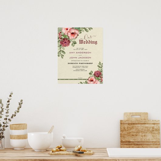 Blumenhochzettel "Häusliche Partnerschaft" Poster (Küche)