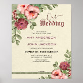 Blumenhochzettel "Häusliche Partnerschaft" Poster (Vorne)