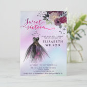 Blumenholografisches Kleid Einladung (Stehend Vorderseite)