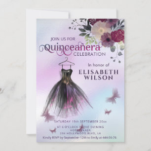 Blumenholografisches Kostüm Quinceañera Inv Einladung