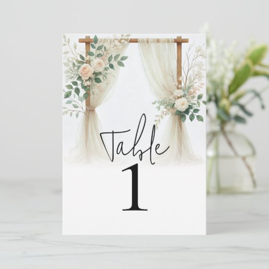 Blumenholz Arch Rose Tischnummer (Stehend Vorderseite)