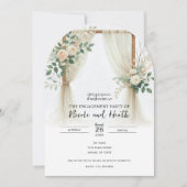 Blumenholz Arch Rose Verlobung Einladung (Vorderseite)