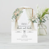 Blumenholz Arch Rose Verlobung Einladung (Stehend Vorderseite)