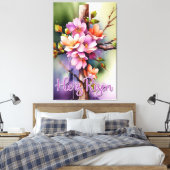 Blumenholz Christlichen Kreuz, er ist Risserer Ost Leinwanddruck (Insitu (Schlafzimmer))