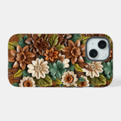 Blumenholz iPhone 15 Hülle (Rückseite (Horizontal))