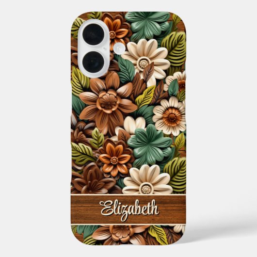 Blumenholz Personalisiert Case-Mate iPhone Hülle (Rückseite)