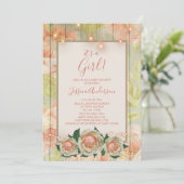 Blumenholz Rose Mason Jar Light Baby Dusche Einladung (Stehend Vorderseite)