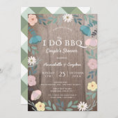 Blumenholz Rustikal I Do GRILLEN Paare Dusche Einladung (Vorne/Hinten)