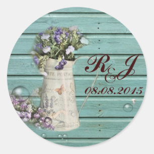 Blumenholz rustikale Hochzeit danke Runder Aufkleber
