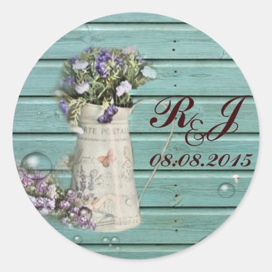 Blumenholz rustikale Hochzeit danke Runder Aufkleber (Vorderseite)