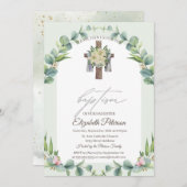 Blumenholz Taufe Einladung (Vorne/Hinten)