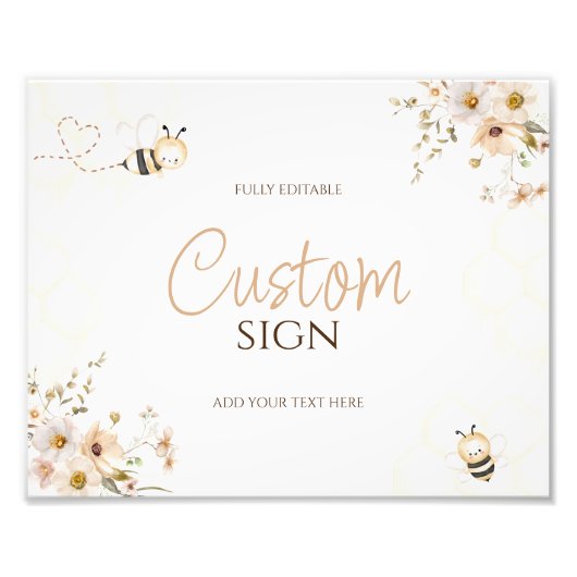 Blumenhonig Bumble Bee Baby Dusche Eigenmarke Fotodruck (Vorne)