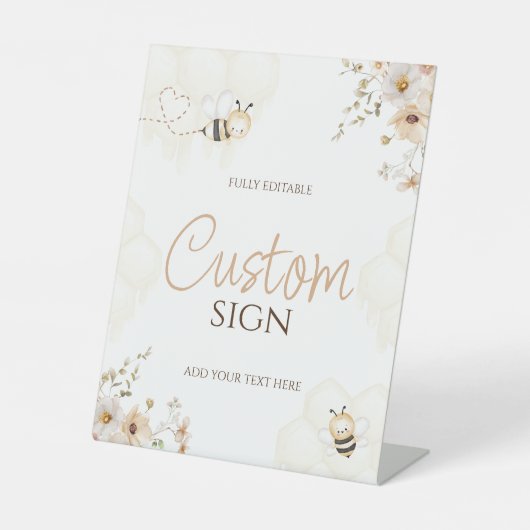 Blumenhonig Bumble Bee Baby Dusche Eigenmarke Sockelschild (Vorderseite)