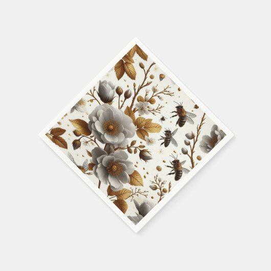 Blumenhonigbienen Themenpapier Tafel Serviette (Ecke)