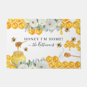 Blumenhonigwaben-Hummel   Monogramm Fußmatte