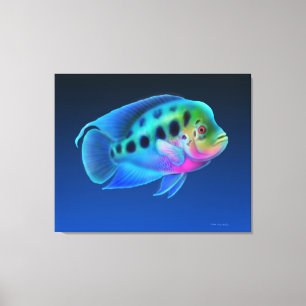 Blumenhorn Cichlid Fisch Wrapped Canvas Leinwanddruck