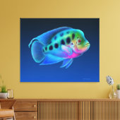 Blumenhorn Cichlid Fisch Wrapped Canvas Leinwanddruck (Insitu (Wohnzimmer))
