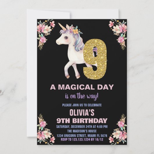 Blumenhorn Einladung zum Geburtstag (Vorderseite)