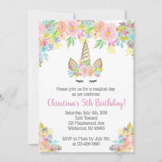 Blumenhorn Einladung zum Geburtstag (Vorderseite)