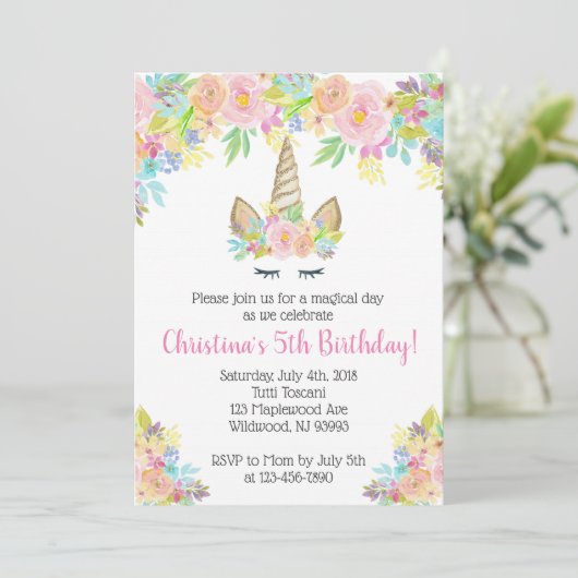 Blumenhorn Einladung zum Geburtstag (Stehend Vorderseite)